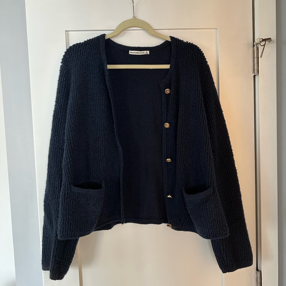 Navy Button-Up Cardigan